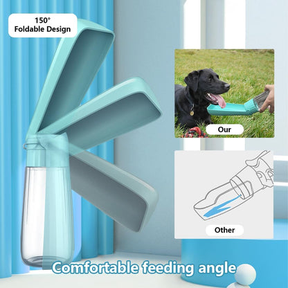 Dog Water Bottle Portable for Walking Pet Travel 19 OZ Leak proof Water Bottle Bowl with Drinking Feeder Cat Puppy Water Dispenser for Hiking Camping Blue