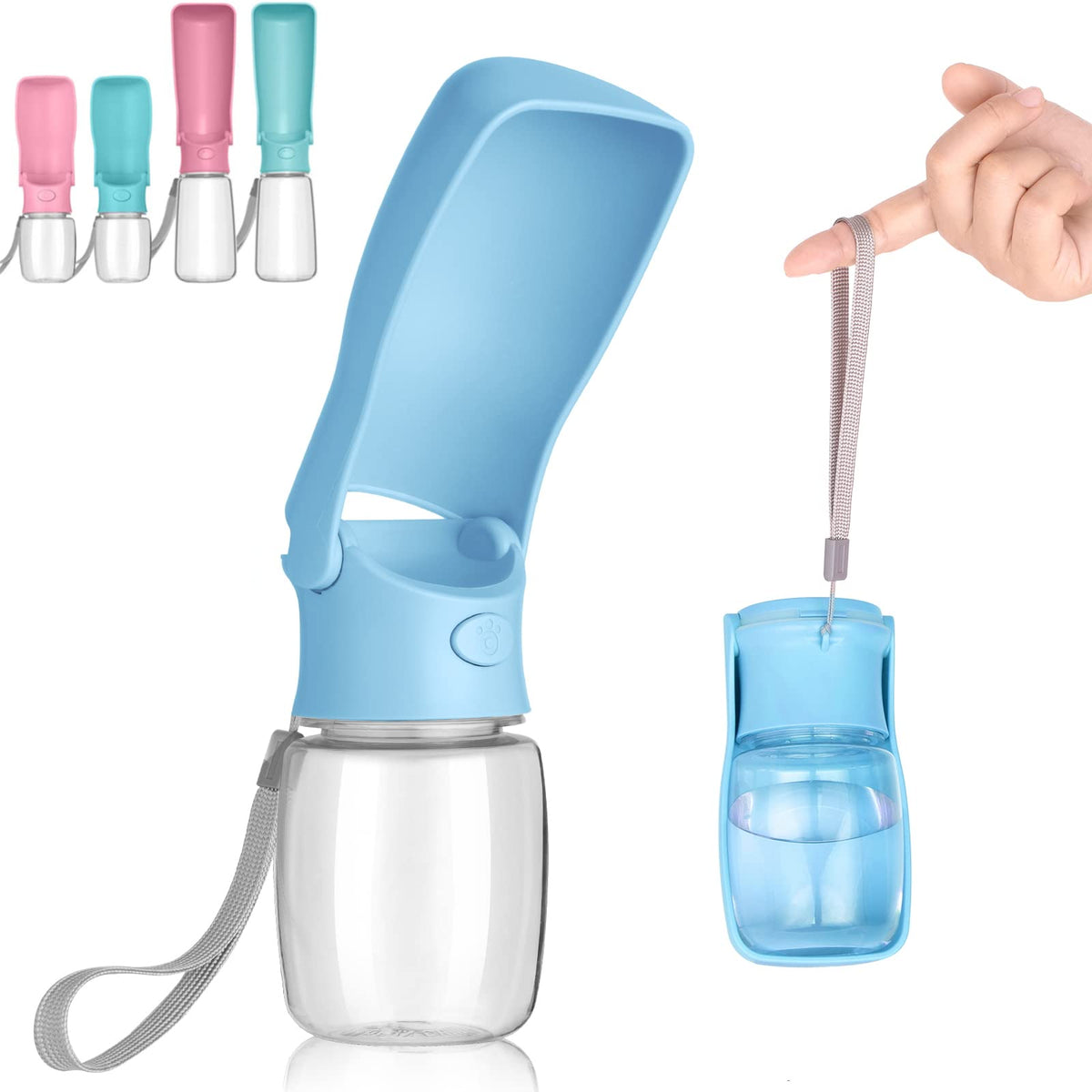 Portable Dog Water Bottle, Foldable Dog Water Bottle Leak Proof Dispenser for Puppy Small Medium Large Dogs, Pet Drink Cup for Walking Hiking Traveling(Pink,12oz)