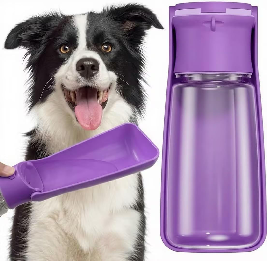 Portable Dog Water Bottle Dispenser [Leak Proof & Foldable] Dog Travel Water Bottle Bowl Accessories for Puppy Small Medium Large Dogs Pet Water Bottles for Dogs Walking Outdoor Hiking 19OZ