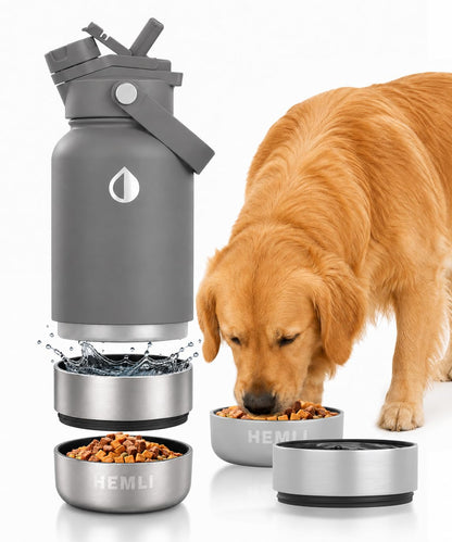 32 oz. Dog Water Bottle, Insulated Dog Travel Water Bottle, Stainless Steel Pet Water Bottle Dispenser, Portable Food and Water Bowl for Dogs for Walking Dog Canteen Travel Kit