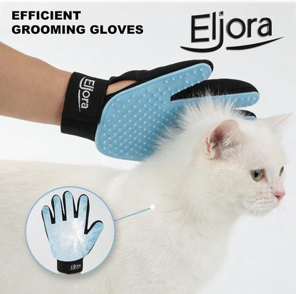 Pet Grooming Gloves (Pair – Left & Right) – 260 Silicone Tips, Dog & Cat Hair Remover, Deshedding & Massage Glove for Long & Short Hair Pets