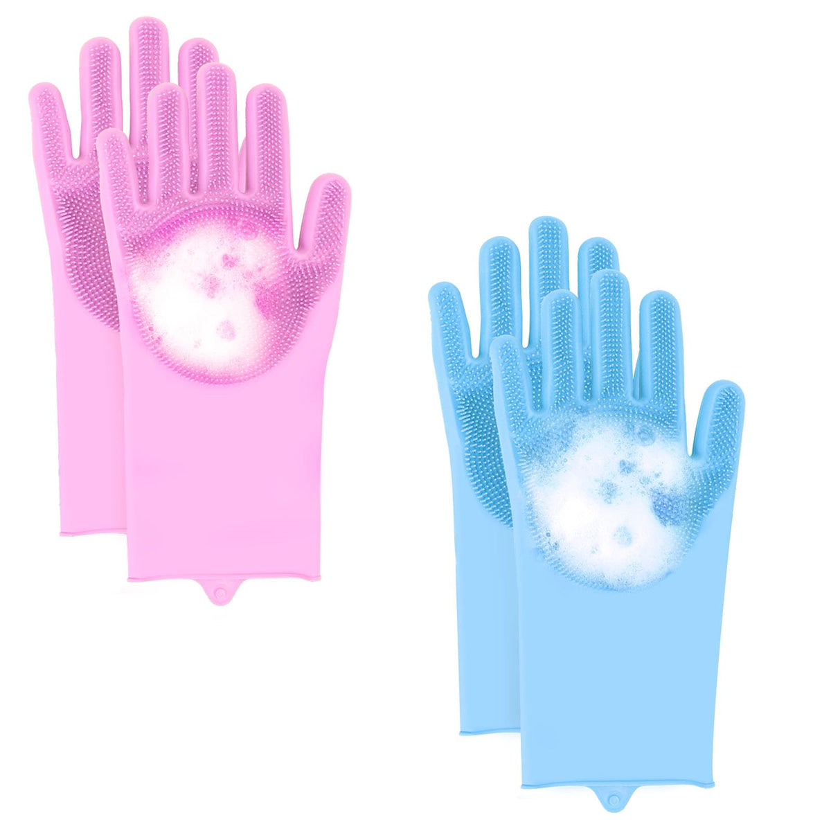 2-Pair Pet Hair Remover Glove for Dogs and Cats Washing, Grooming, & Deshedding – Multipurpose Silicone Dog Bath Gloves, Cat Brush Glove Mitt for Pet Cleaning & Household Use (Purple & Grey)