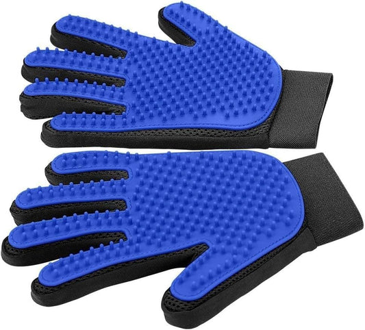 Upgraded Pet Grooming Gloves for Shedding - 1 Pair Dog Hair Remover Gloves for Bathing & Deshedding Cats, Dogs & Horses, Gentle Massage for Short & Long Hair (Blue)