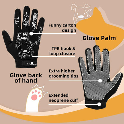 Seibertron Patented P.G.M.G-1 Pet Hair Remover/Deshedding Grooming Gloves Seven Sizes Fit All Works for Dogs, Horses, Cats and Other Animals Short Fur(1-Pair) Adult Black XS
