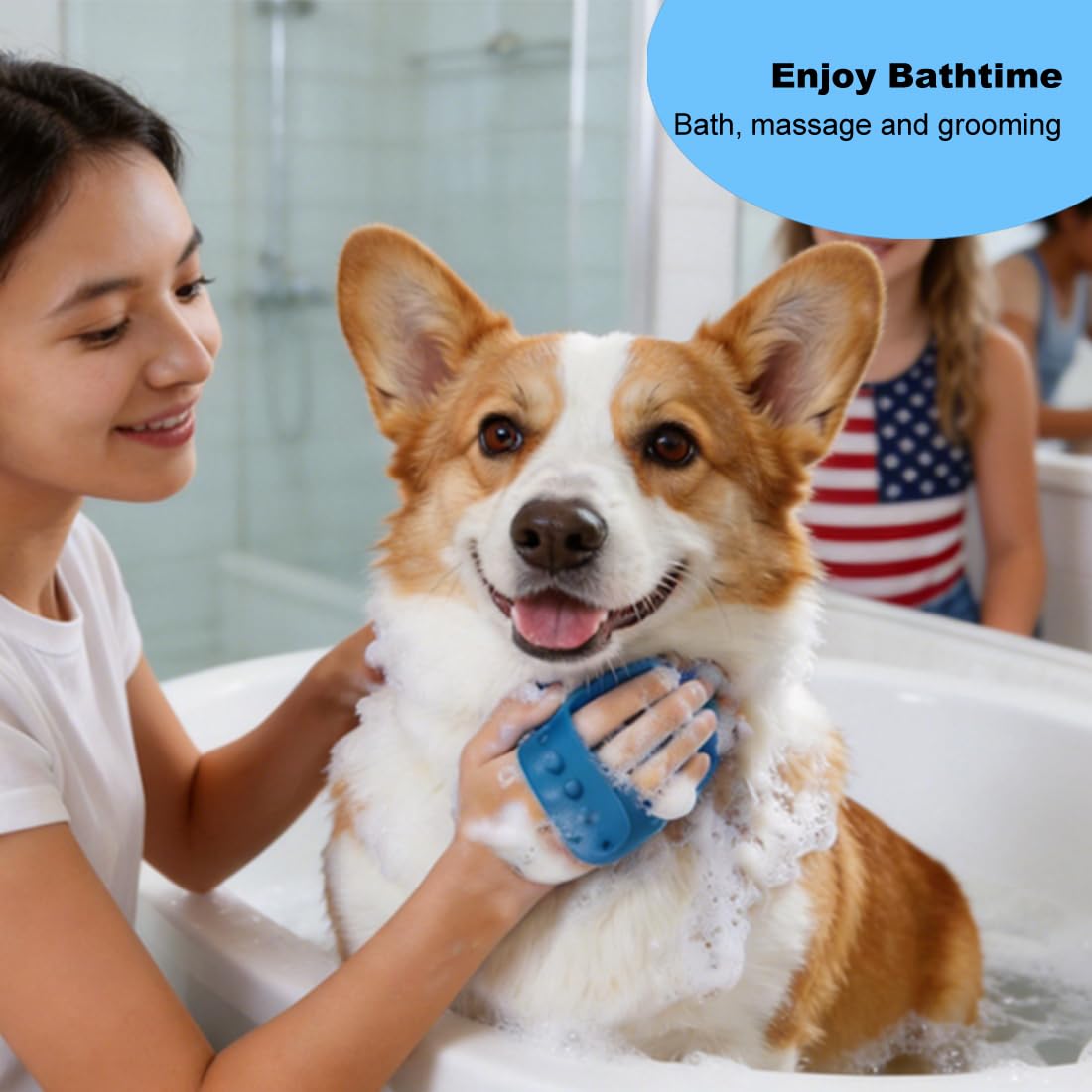 3Pcs Dog Bath Brush Set for Dogs and Cats