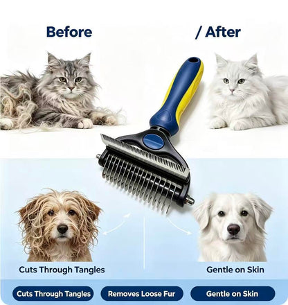 3-in-1 Pet Grooming Tool, Dematting Comb& Undercoat Rake for Dogs&Cats