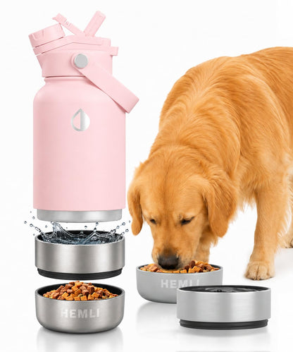 32 oz. Dog Water Bottle, Insulated Dog Travel Water Bottle, Stainless Steel Pet Water Bottle Dispenser, Portable Food and Water Bowl for Dogs for Walking Dog Canteen Travel Kit