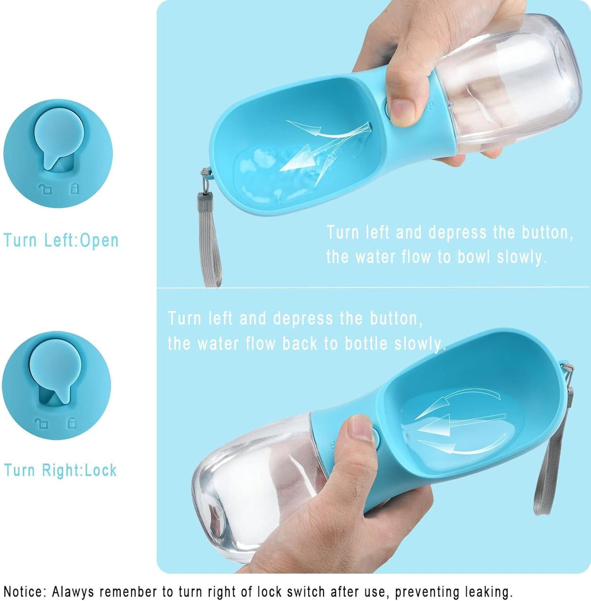 Cibaabo Dog Water Bottle Portable with Food Container & Filter for Travel