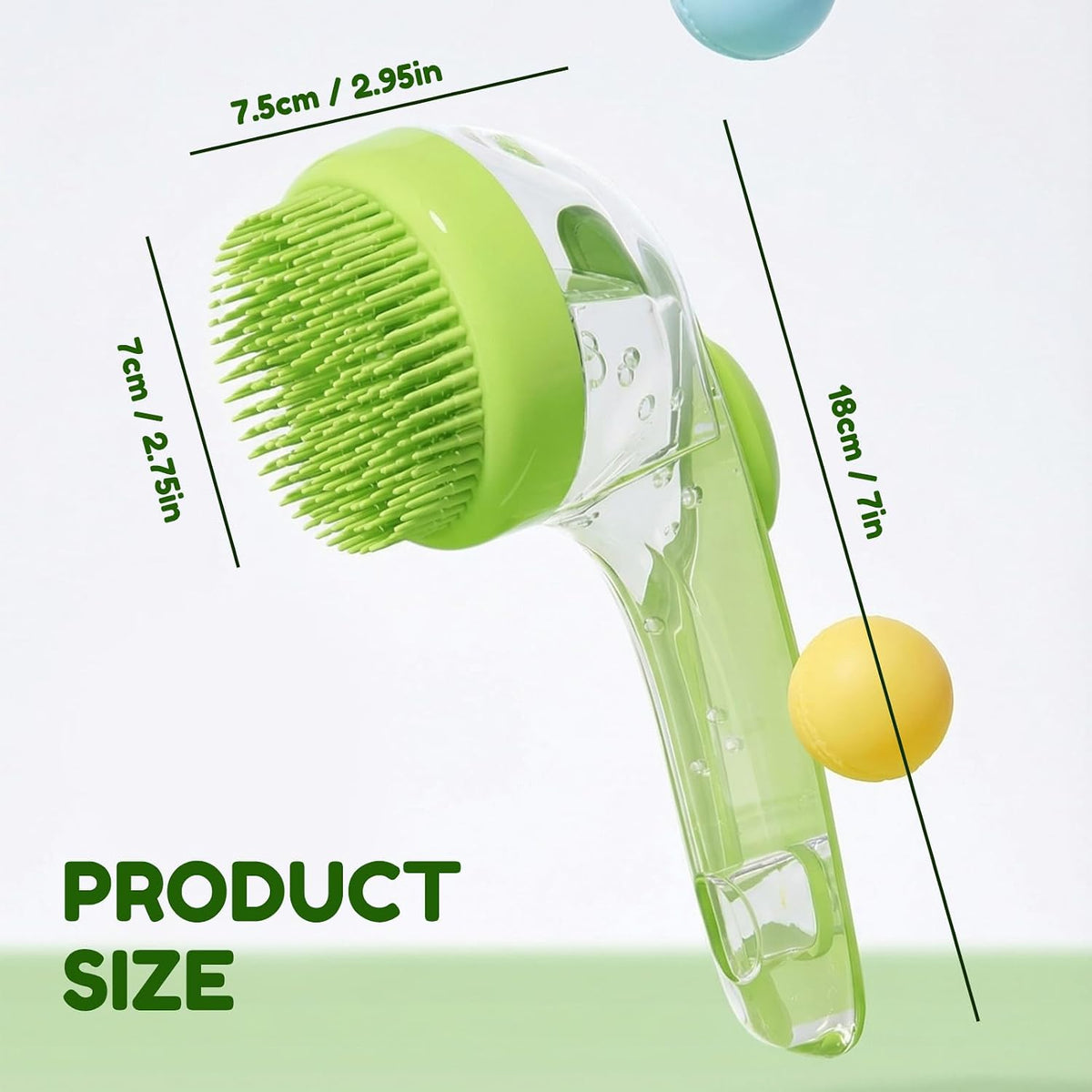2025 Upgrade Edition Pet Bathing & Grooming Brush, 2-in-1 Shampoo Dispenser & Massage Brush for Dogs and Cats, Suitable for All Coat Types (Green Brush)