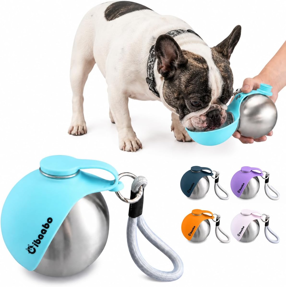 Cibaabo Portable Dog Water Bottle with Collapsible Silicone Bowl 10 oz