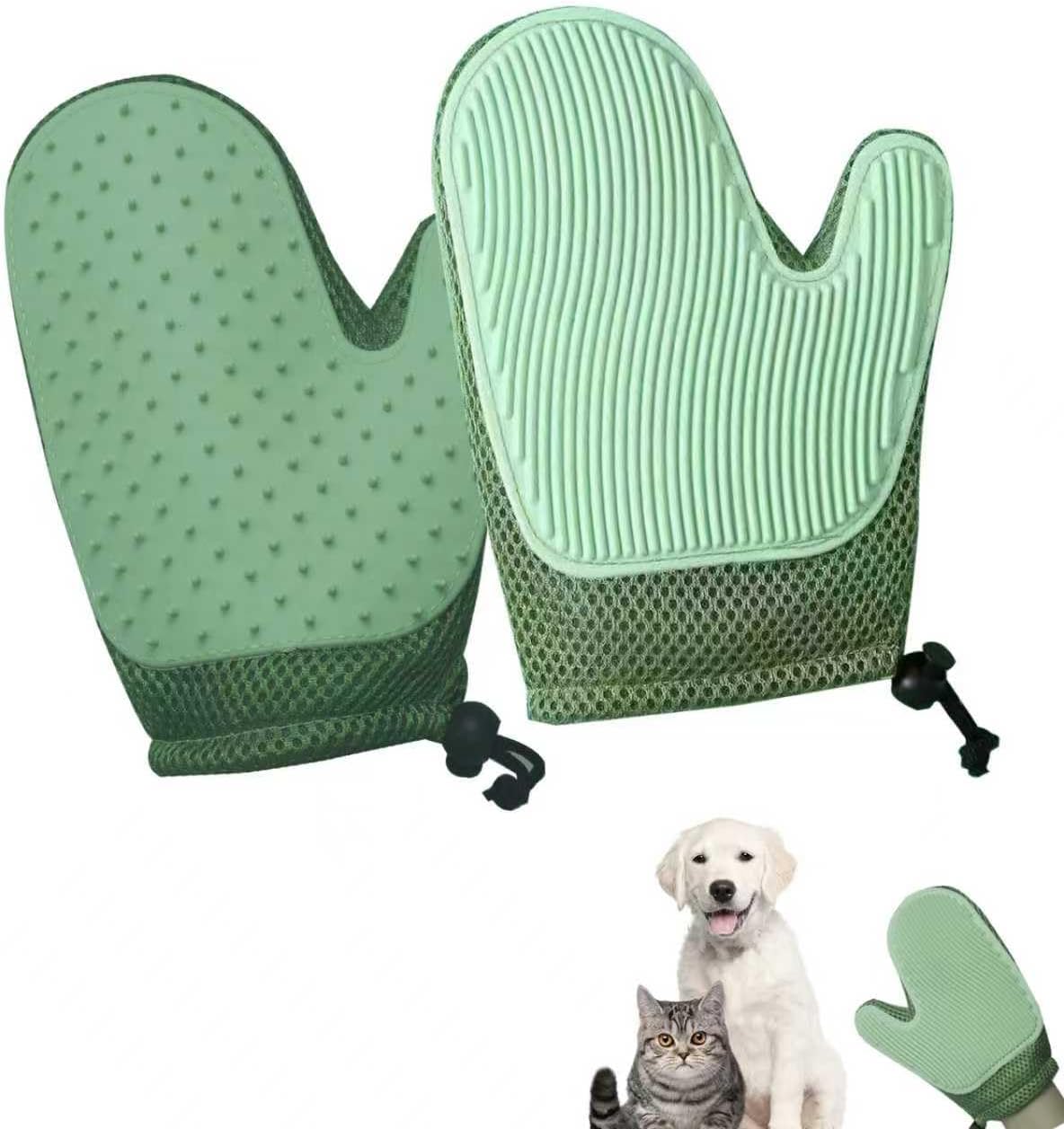 Pet Hair Remover Gloves Bath Brush Gentle Shedding Brushes,Pet Hair Remover Tool for Carpet, Curtain, Clothing, Couch, Car Seat (2PCS)