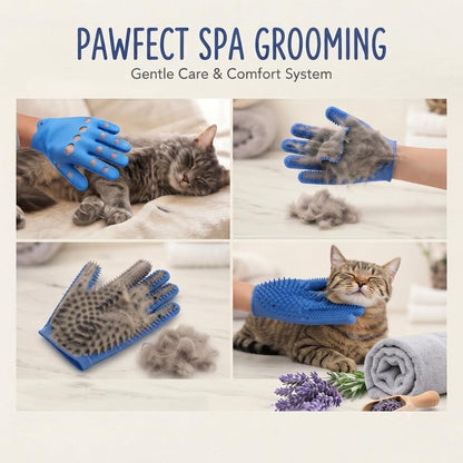 Pet Grooming Gloves for Cats & Dogs – Silicone Hair Removal Glove for Bathing, Shedding & Massage – Gentle Mitt for Long & Short Hair Pets with Drainage System
