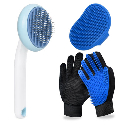 Cat Grooming Glove Brush, Pet Hair Remover Tool, 1 Pair Reusable Dog Hair Fur Remover for Carpet, Furniture, Couch, Clothes, Eco-Friendly and High efficiency (Blue)