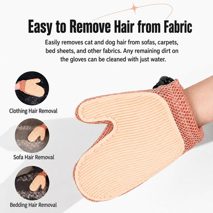 Pet Hair Removal Glove, Double-Sided Grooming Glove for Cats/Dogs/Fabric