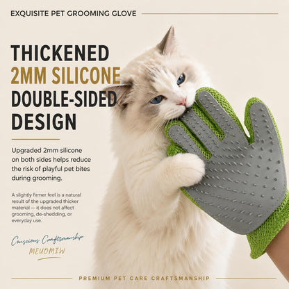 MEUOMIW - Pet Grooming Glove & Hair Remover - Deshedding Brush for Shedding Control - Gentle Massage Mitt for Dogs & Cats with Long and Short Fur - Ideal for Bathing and Grooming (one piece)