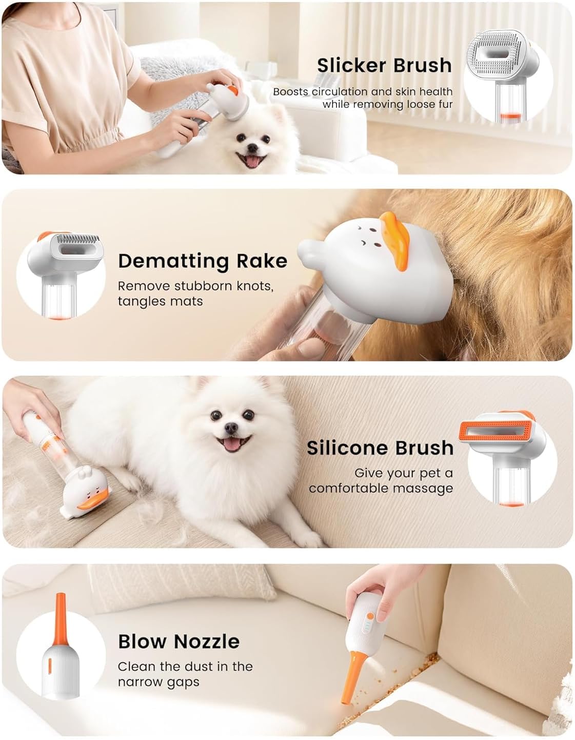 Vacuum Dog Brush for Shedding, Mess-Free Grooming