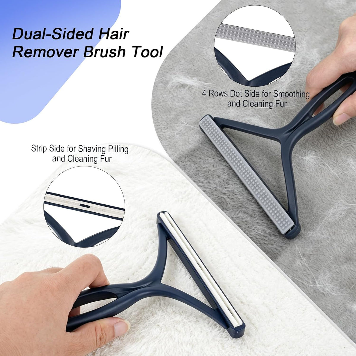 3 Pack Pet Hair Removal Tools for Dog & Cat Five-Finger Hair Remover Gloves
