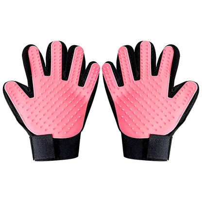 Pet Grooming Gloves – Deshedding & Bath Brush Gloves for Dogs, Cats & Horses, Gentle Hair Remover & Massage Mitt (Pink)