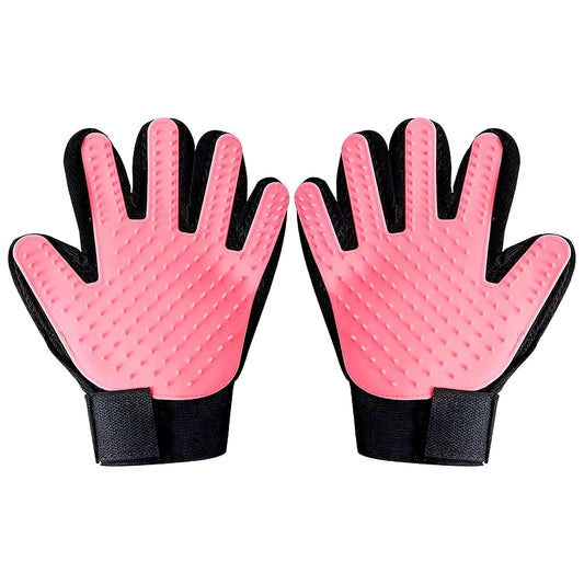 Pet Grooming Gloves – Deshedding & Bath Brush Gloves for Dogs, Cats & Horses, Gentle Hair Remover & Massage Mitt (Pink)