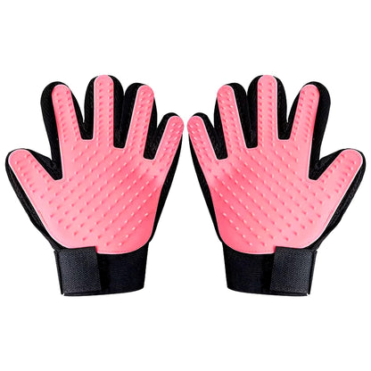 Pet Grooming Gloves – Deshedding & Bath Brush Gloves for Dogs, Cats & Horses, Gentle Hair Remover & Massage Mitt (Pink)