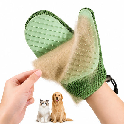 Pet Hair Removal Glove, Double-Sided Grooming Glove for Cats/Dogs/Fabric