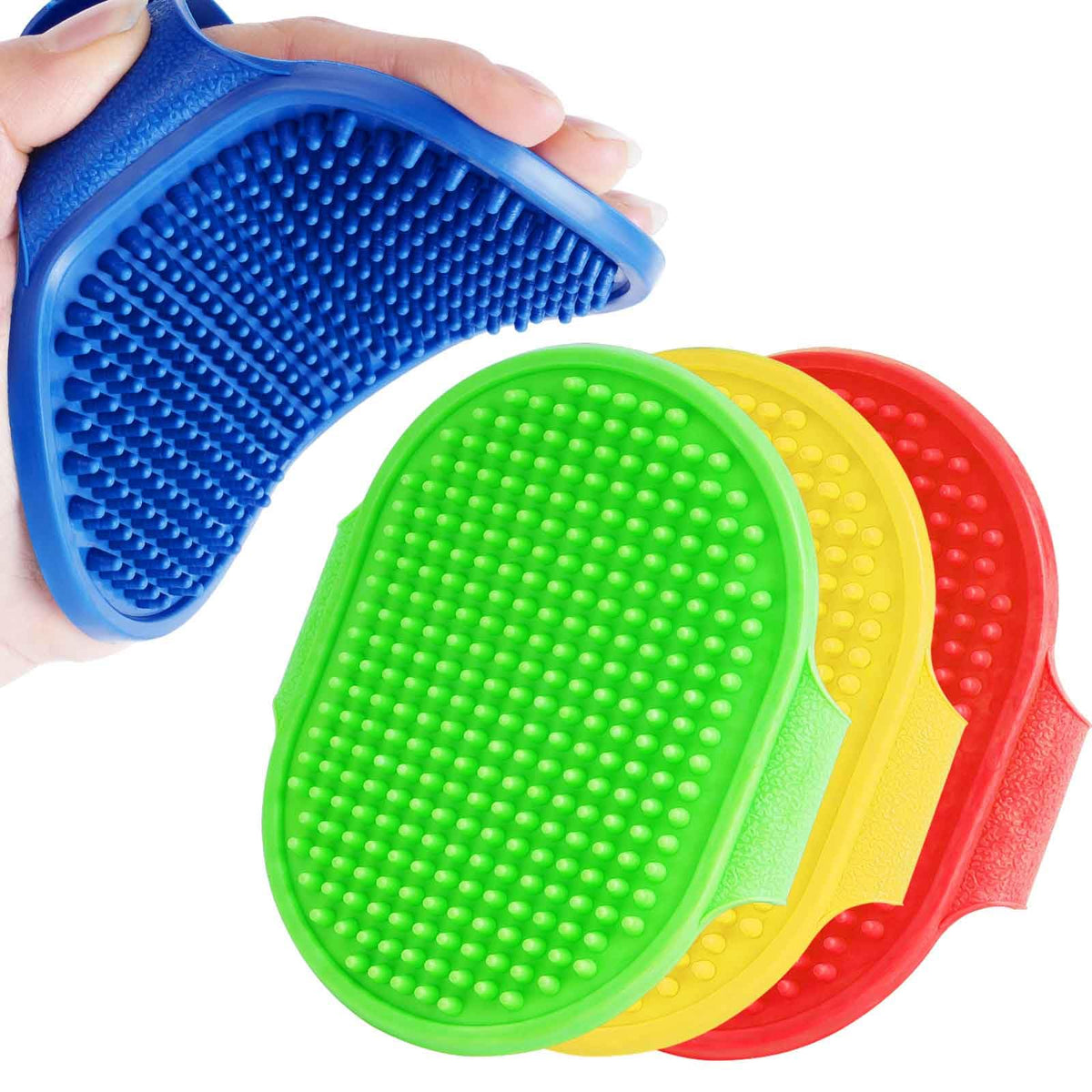 2 Pack Dog Grooming Brush, Premium Soft Silicone Pet Bath Brushes with Adjustable Handle, Shampoo Soothing Comb for Wet Dry Long Short Haired Dogs & Cats Massaging, Deshedding