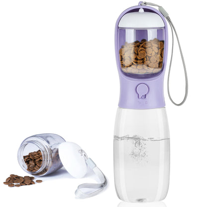 Dog Water Bottle with Food Container, Portable Leak Proof Pet Water Dispenser for Walking Hiking Travel, Puppy Essentials Accessories for Small Large Dogs, Dog Gifts (10oz/15oz/19oz)