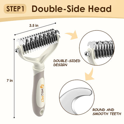 Professional Deshedding Dog Brush Grooming Kits, for Long-Haired Dogs and Cats - Dog Deshedding Brush and Slicker Brush Set 3 in 1 Gift Box for Long Hair Pets like Golden Retriever