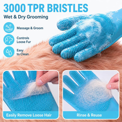 4pcs Pet bathing tools - Dog Washing Gloves,Bath Brush,Deshedding Dog Brush