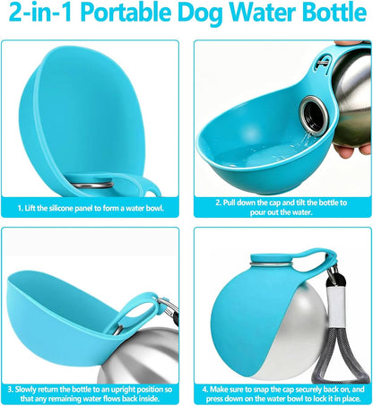 2 in 1 Portable Dog Water Bottle with Bowl for Daily Walks Hiking Travel