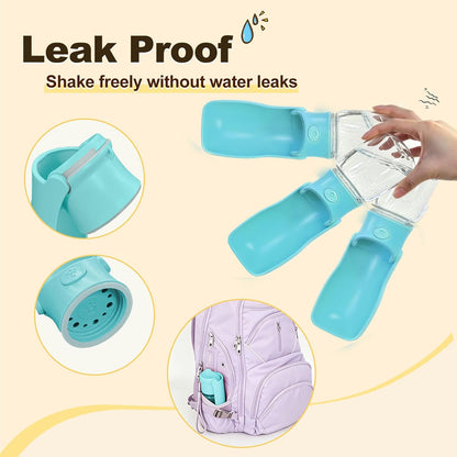 Foldable Dog Water Bottle, 12 oz Portable Pet Dispenser (Green)