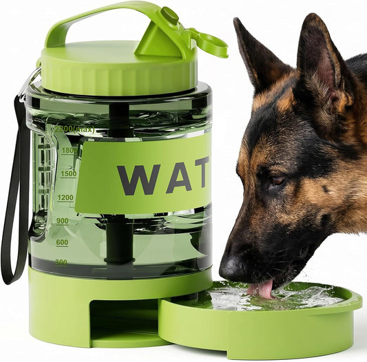 77 oz Portable Dog Water Bottle, 2.2L Dog Travel Water Dispenser Olive Green
