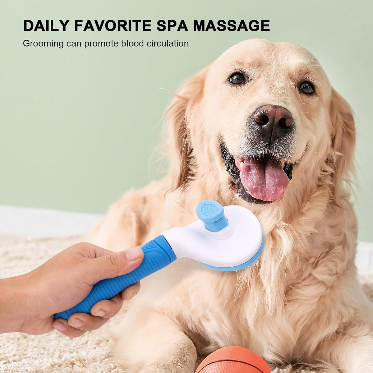Aogeili Self‑Clean Slicker Brush for Dogs, Cats & Rabbits, 7.87 x 4.13 in