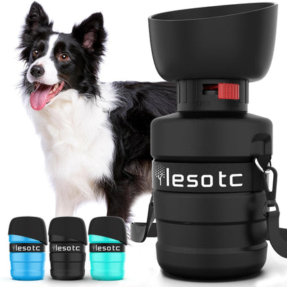 lesotc Dog Water Bottle, Portable Water Dispenser with Bowl, Leak Proof Pet Travel Squeeze Bottle, Puppy Essentials Dog Stuff Accessories for Outdoor Walking, Hiking, Camping