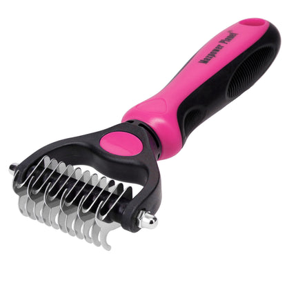 Maxpower Planet Pet Grooming Brush - Double Sided Shedding, Dematting Undercoat Rake for Dogs and Cats - Extra Wide Dog Grooming Brush - Yellow