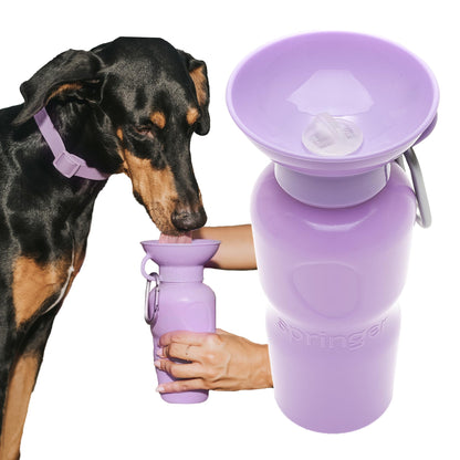 Springland 15oz Classic Portable Dog Water Bottle with Built-in Bowl, Lilac