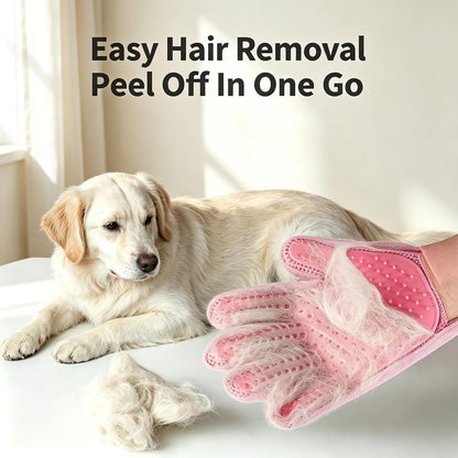 Pet Grooming Glove Double-Sided Deshedding Mitt Dogs & Cats,1 Glove Pink