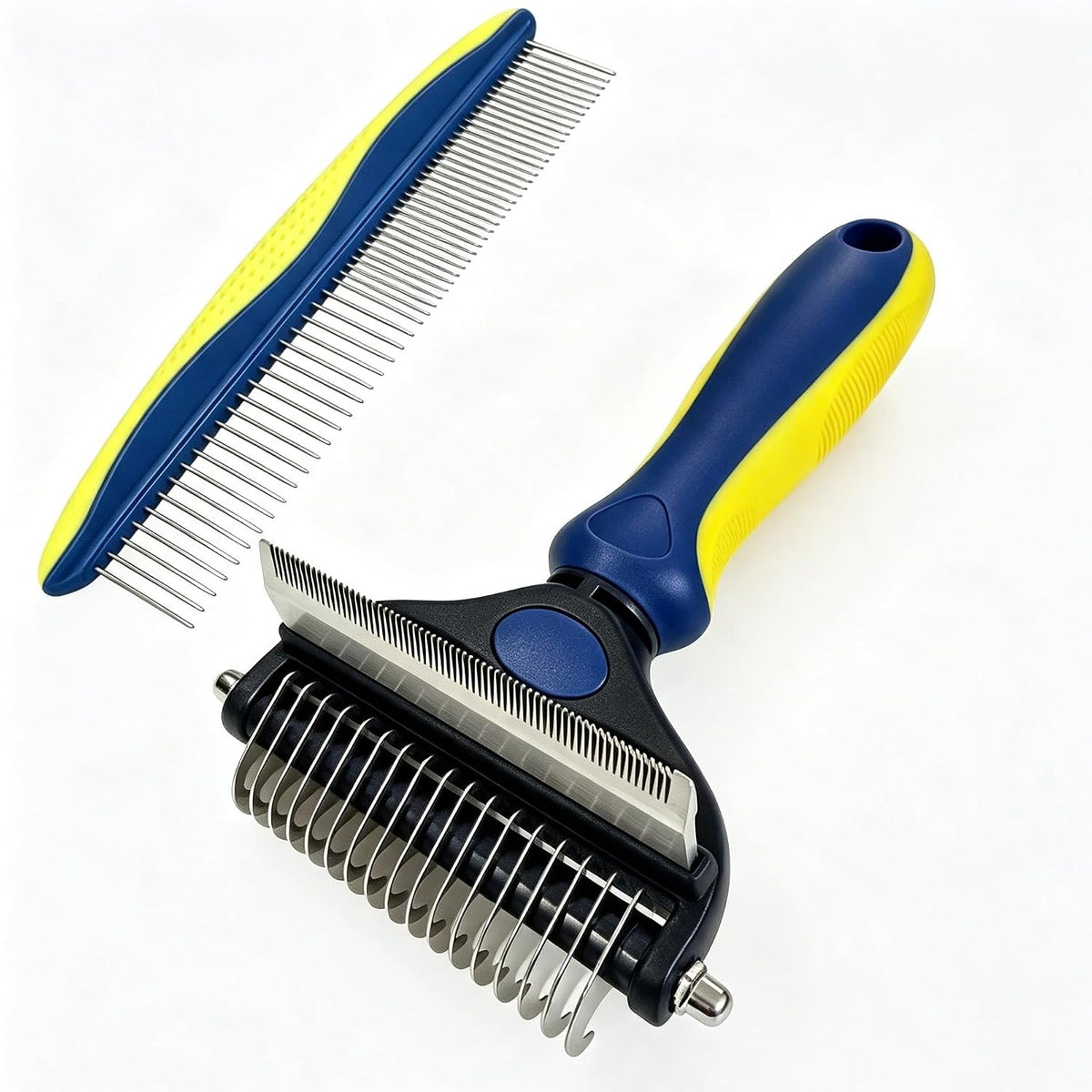 3-in-1 Pet Grooming Tool, Dematting Comb& Undercoat Rake for Dogs&Cats