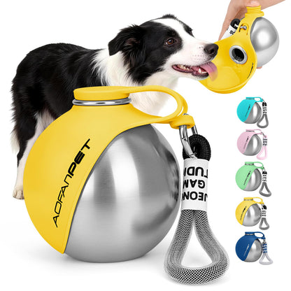 Portable Dog Water Bottle 10oz Stainless Steel Travel Bowl