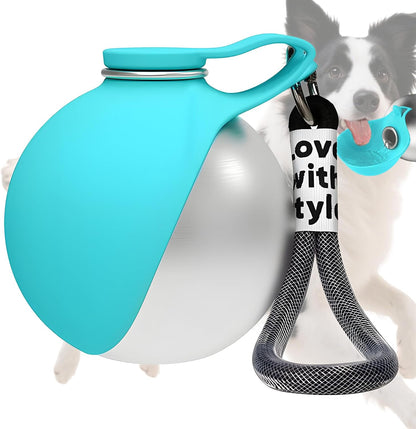 Dog Water Bottle Portable - Travel Dogs Walking Bottles for Drinking 2 in 1 Foldable Stainless Steel Pet Waters Dispenser Silicone Bowl Leakproof for Puppy Outdoor