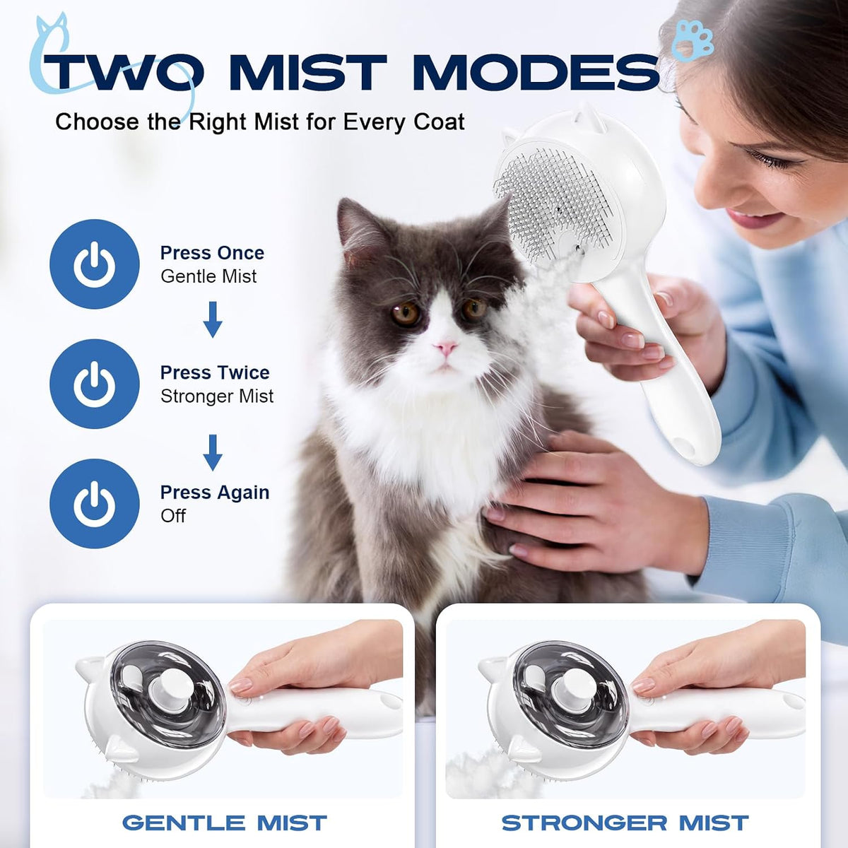 Pet Steam Brush Anti-static Self-Cleaning Mist Comb Dog Cat Grooming