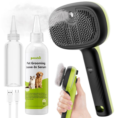 Pecute Self-Cleaning Steam Dog Cat Brush & Leave-in Conditioner, Cool Mist