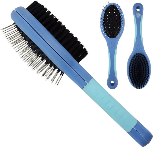 AKC 2-in-1 Grooming Brush for Dogs & Cats, Deshedding & Detangling