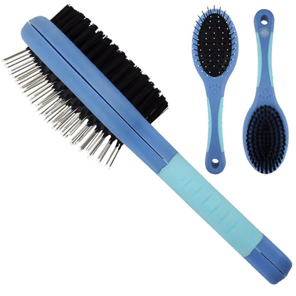 AKC 2-in-1 Grooming Brush for Dogs & Cats, Deshedding & Detangling