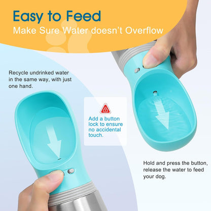 Portable Dog Water Bottle, 24 OZ Stainless Steel Pet Water Dispenser