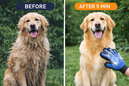 Dog Grooming Gloves – Pet Hair Remover for Dogs & Cats – Deshedding Glove for Shedding Fur, Bath & Massage – Silicone Brush for Short & Long Hair – 1 Pair