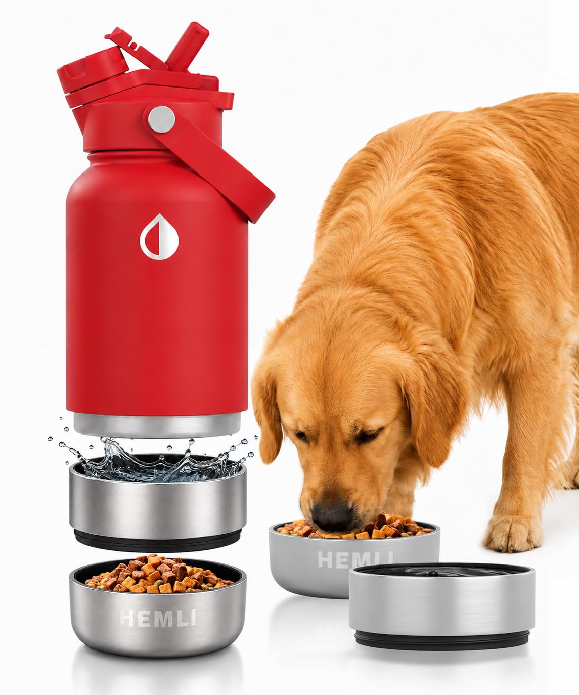 32 oz. Dog Water Bottle, Insulated Dog Travel Water Bottle, Stainless Steel Pet Water Bottle Dispenser, Portable Food and Water Bowl for Dogs for Walking Dog Canteen Travel Kit