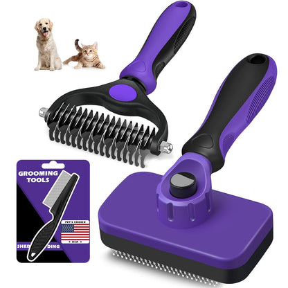 Professional 7 in 1 Pet Grooming kit I Dog Brush & Cat Brush I Dog&Cat Comb I Dog&Cat Nail Clipper/Trimmers with Nail File I Dog Bath Brush I Dog&Cat Flea Comb I Pet Supplies(Deep Blue)