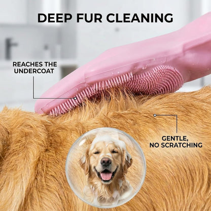 NVNAN Pet Washing Gloves for Dogs and Cats, Pink, Silicone