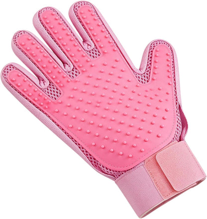 Pet Grooming Glove Double-Sided Deshedding Mitt Dogs & Cats,1 Glove Pink